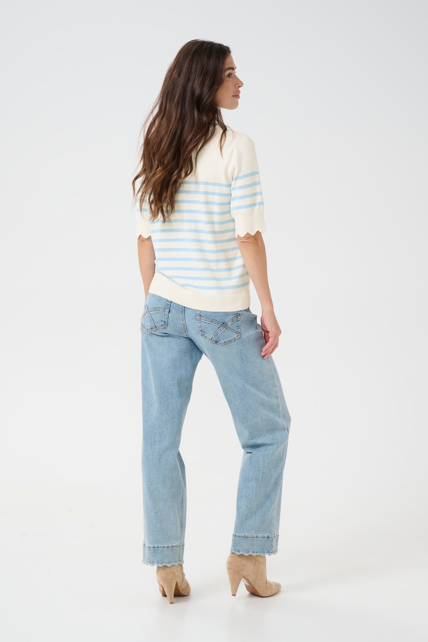 CRVillea Striped Knit Pullover - Marshmallow Clearsky Stripe