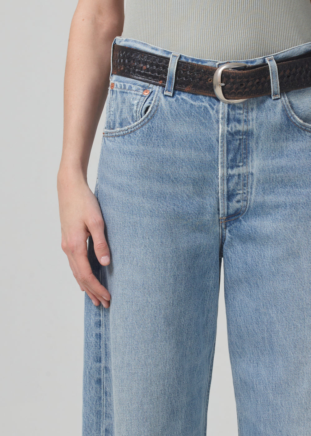 Ayla Baggy Cuffed Crop in Skylights