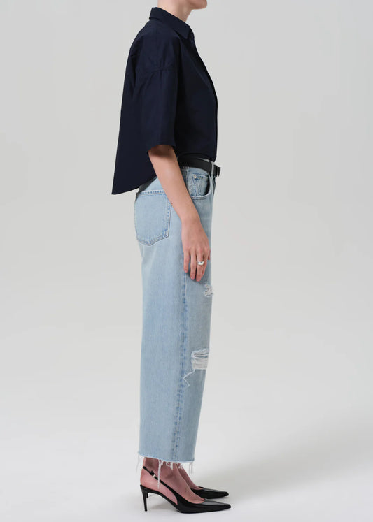 Ayla Raw Hem Crop in Vaquero