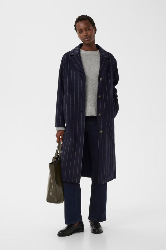 LorelaisPW Coat in Dark Navy Pinstripe