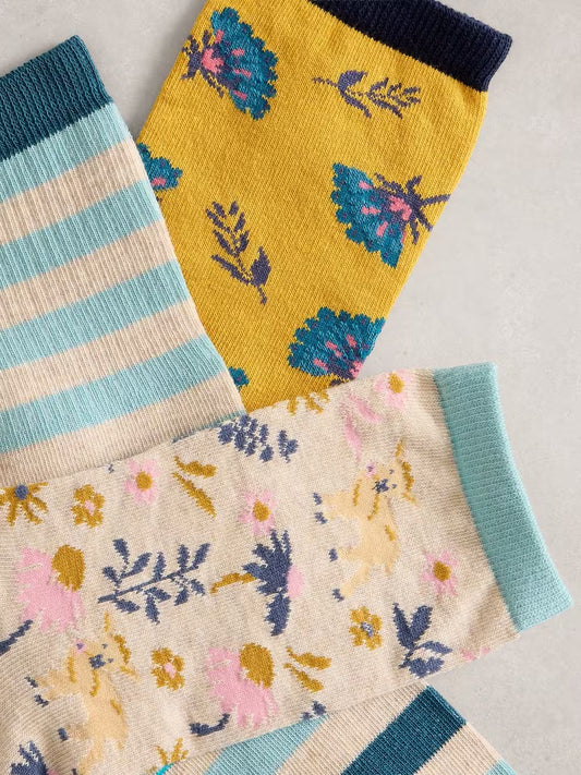 3PK Spring Pattern Socks