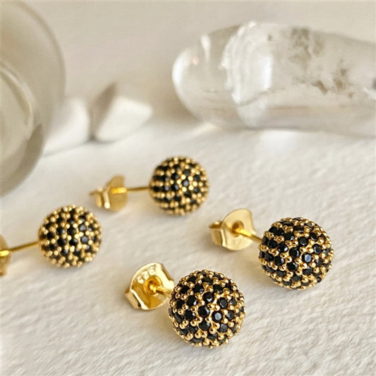 Novasphere Ball Stud Earrings in Gold/Black