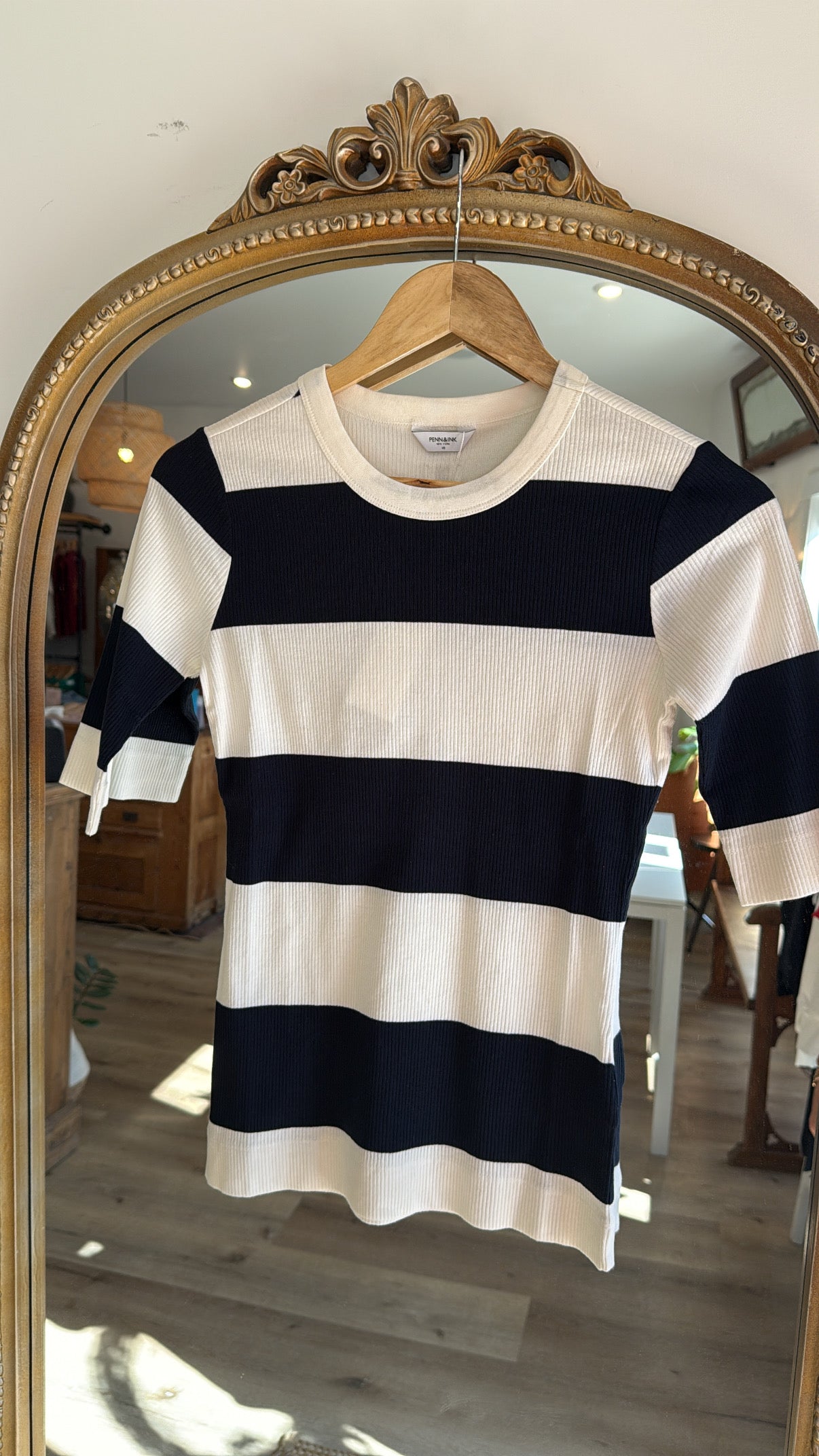 T-shirt Stripe ecru/navy