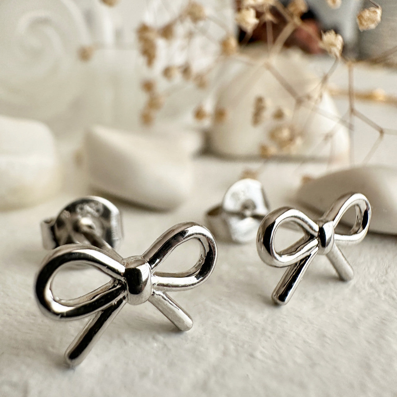 Zooey Bow Studs in Silver