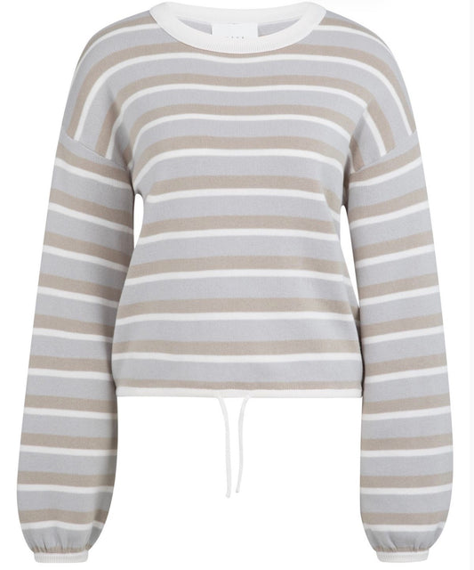 Striped sweater with cord at b