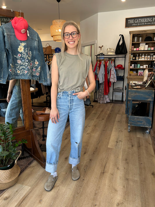 Lita Pleat Tee in Desert Sage