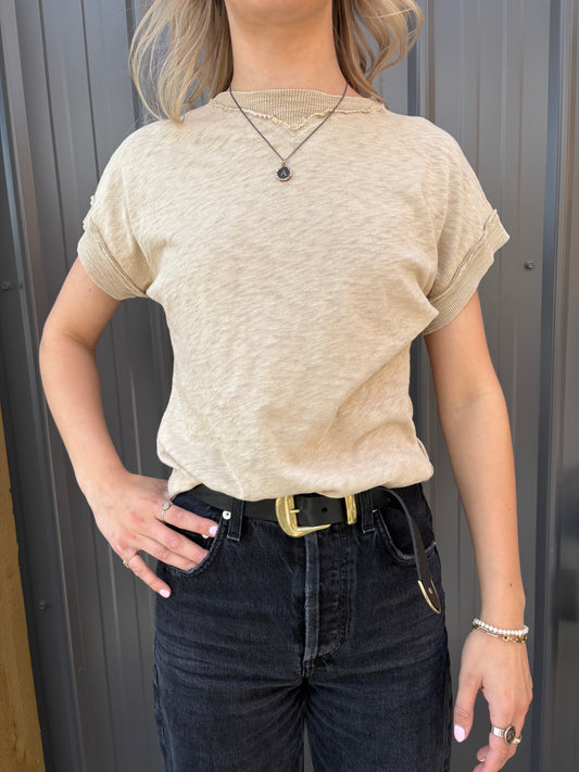 Notch Neck Tee in Oxford Tan