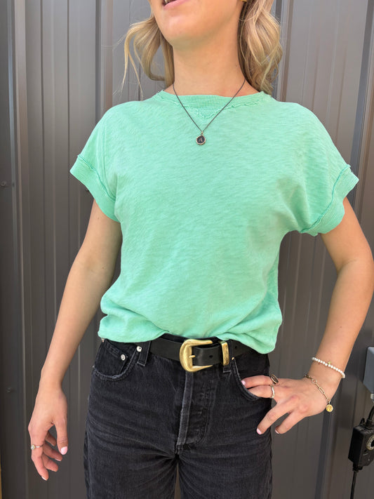 Notch Neck Tee in Spring Green