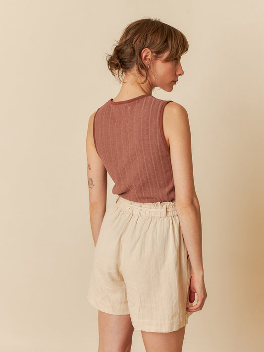 Knit Tank Top in Chocolate