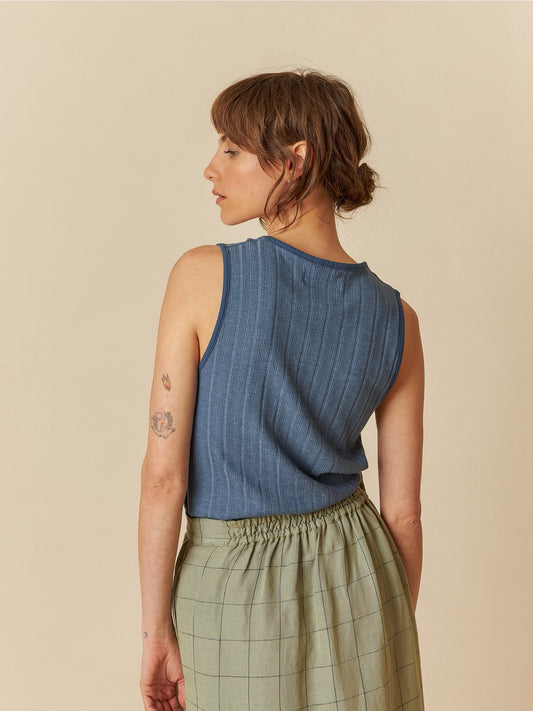 Knit Tank Top in Indigo
