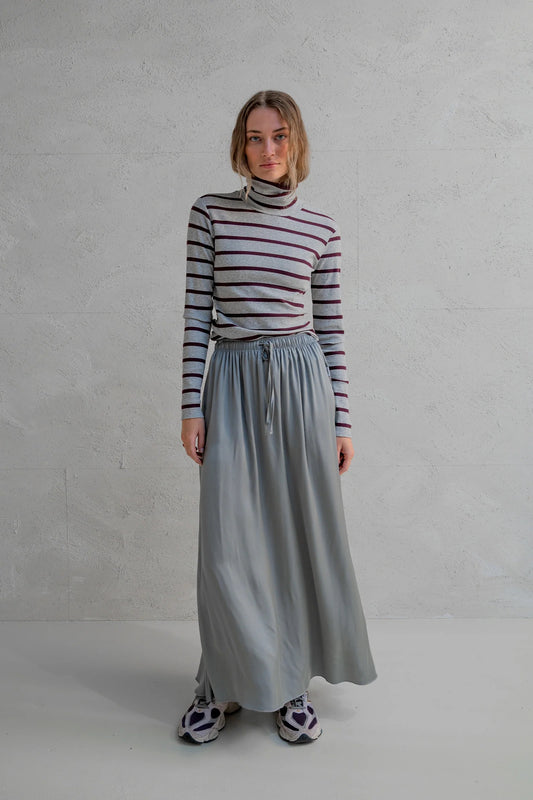 LONGSLEEVE STRIPE MELANGE (W25F1720-STM) GREY MELANGE - AUBERGINE