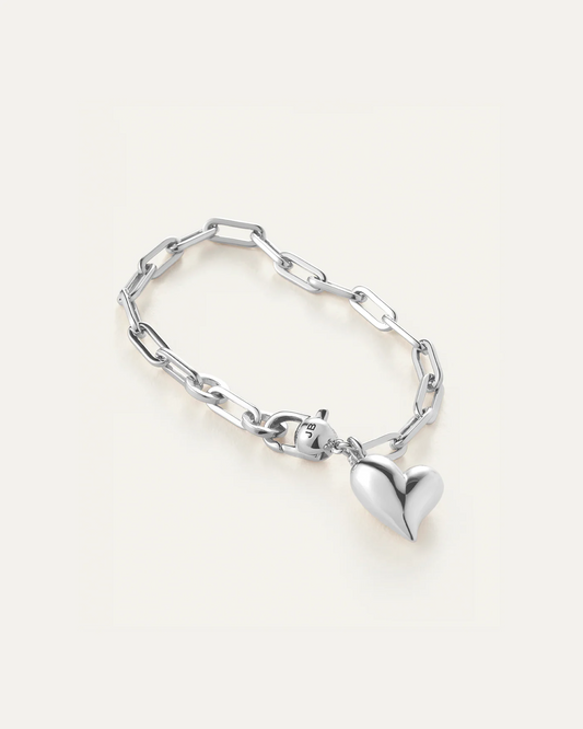 Puffy Heart Bracelet in Silver