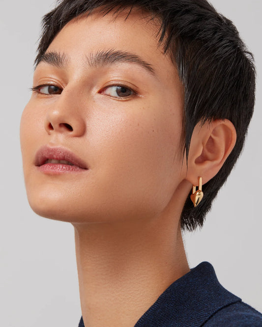 Padlock Heart Earrings in Gold