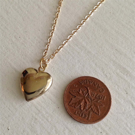 Total Eclipse Tiny Heart Shaped Locket in Gold