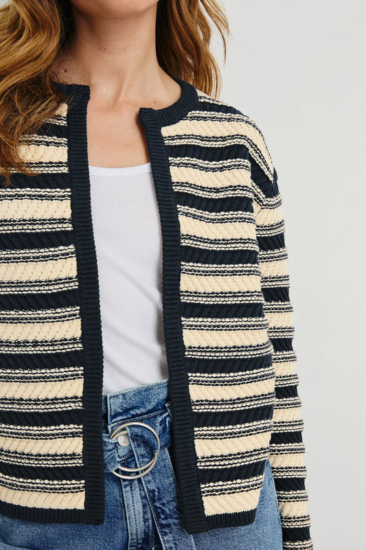 Nelly Cardigan - Navy Oat Stripe