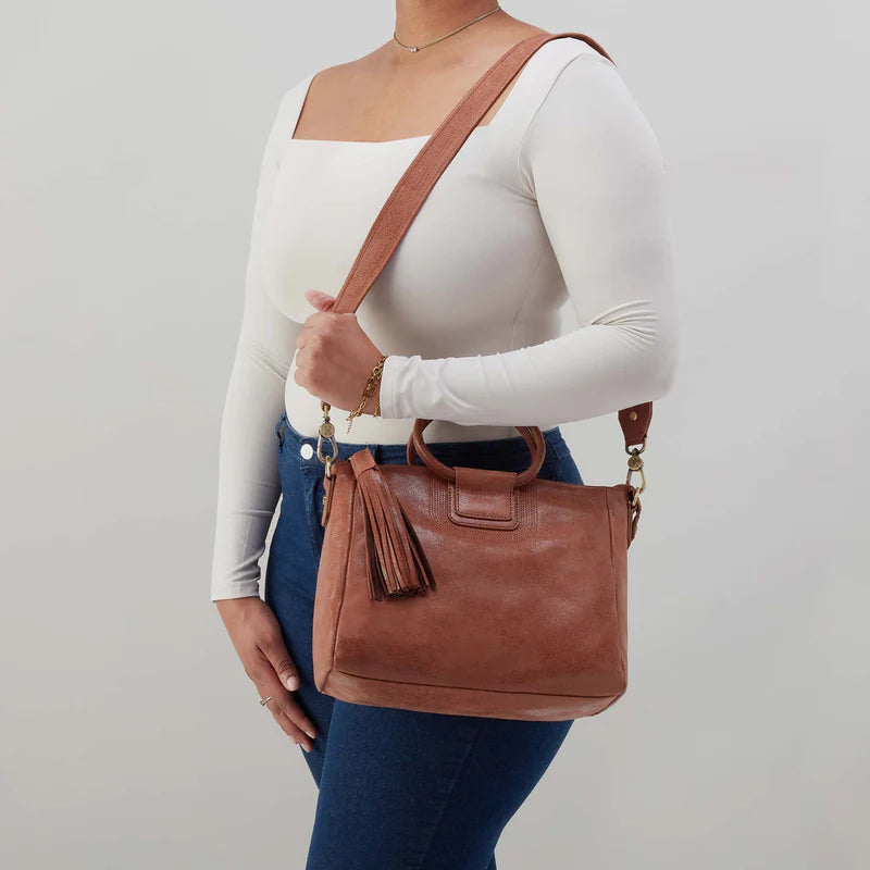Sheila Medium Satchel in Buffed Leather - Burnished Saddle