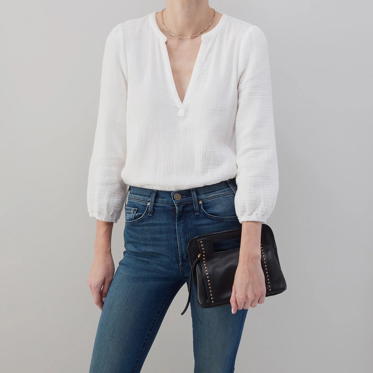 Ace Clutch in Black Pebbled Leather