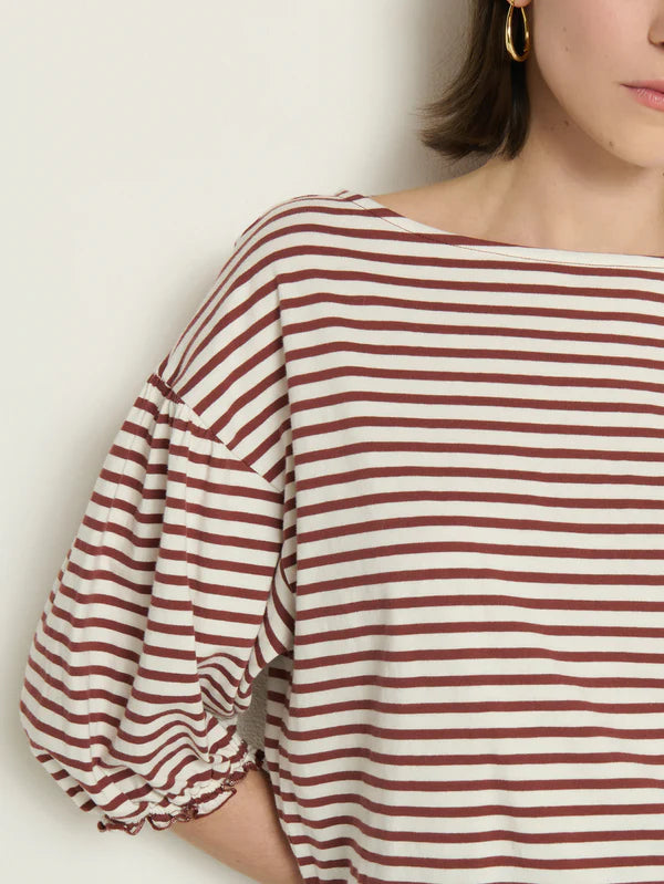 Sandra Boatneck Top in Sable Stripe