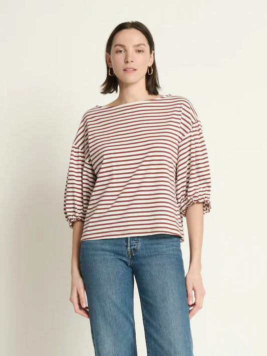 Sandra Boatneck Top in Sable Stripe