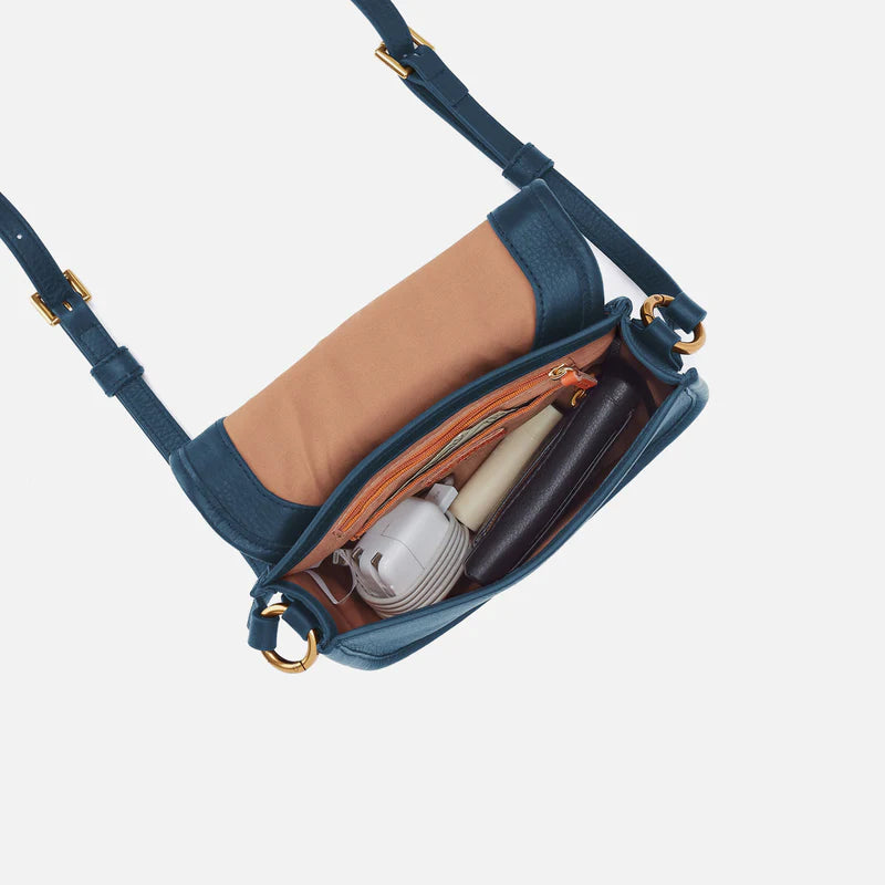Kiva Small Crossbody in Pebbled Leather - Peacock Feather