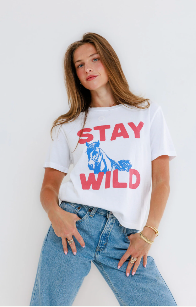 Stay Wild Horse Everyday Tee - White