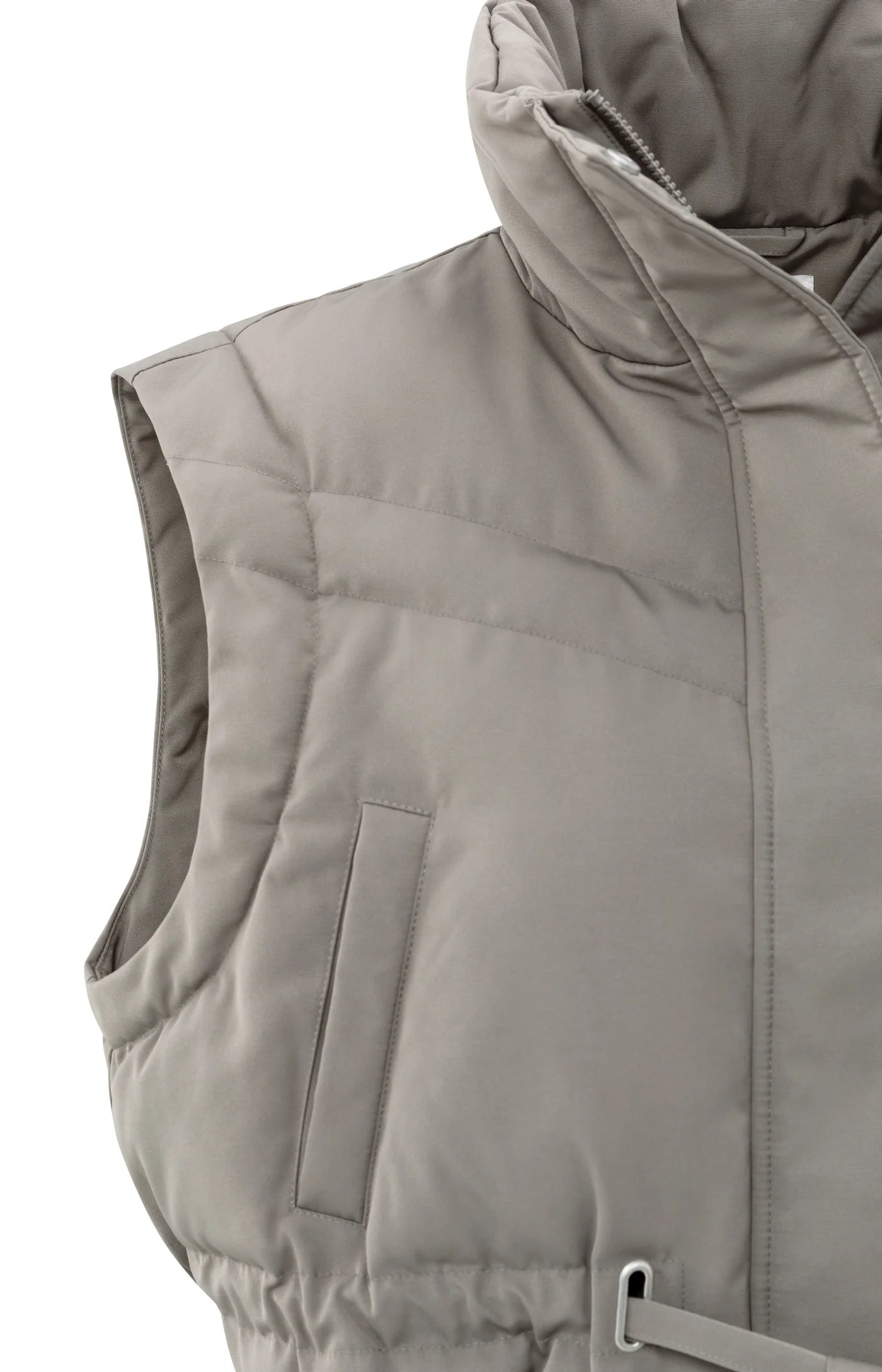 Oversized Crop Nylon Jacket with Detachable Sleeves - Taupe Grey