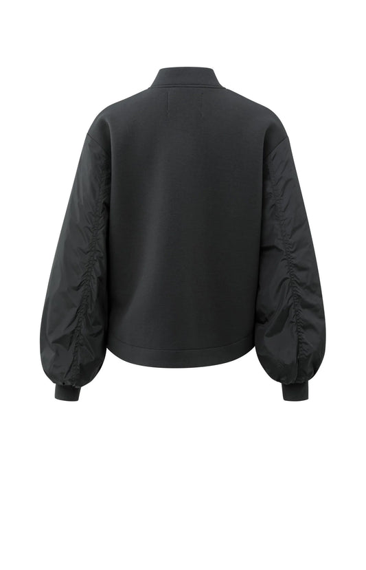 Fleece Bomber Jacket with Nylon Sleeves