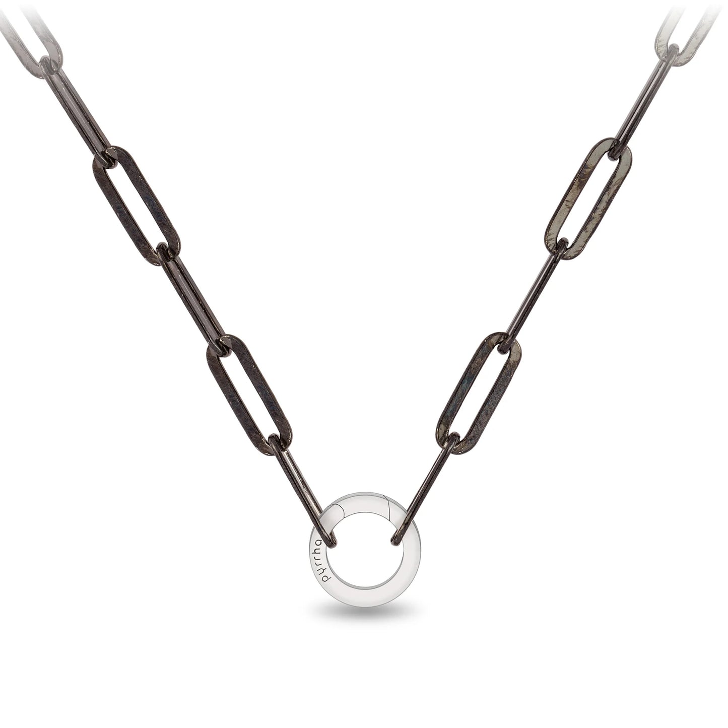 Black Large Paperclip Chain with Talisman Clip