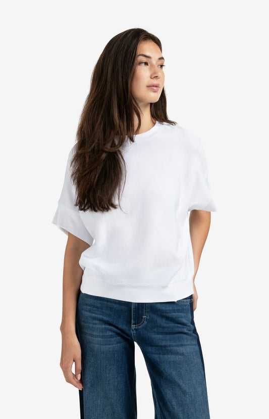 Ribbed Jersey Top in Pure White