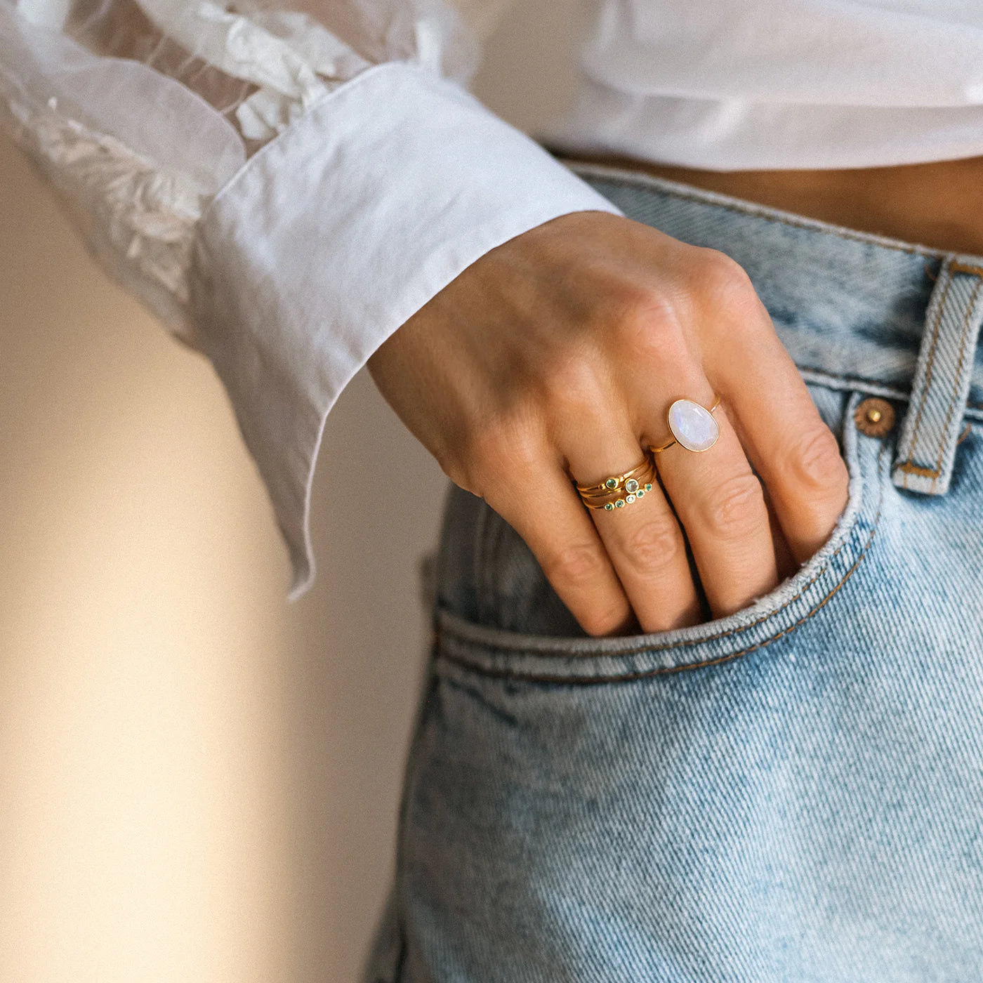 Selena Slice Moonstone Ring