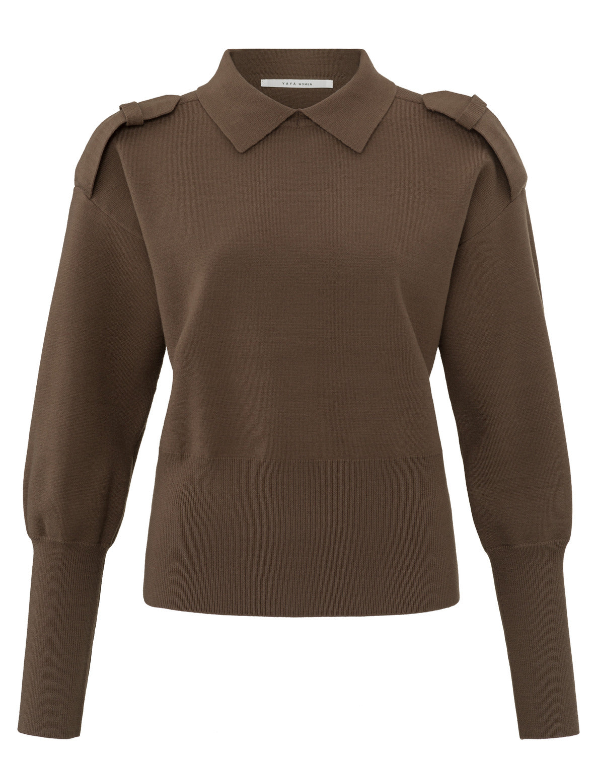 Sweater with Epaulettes - Coca Mocha Brown