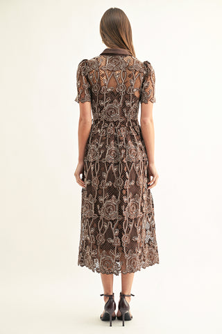 LENNON SHORT SLEEVE LACE SHIRT MIDI DRESS