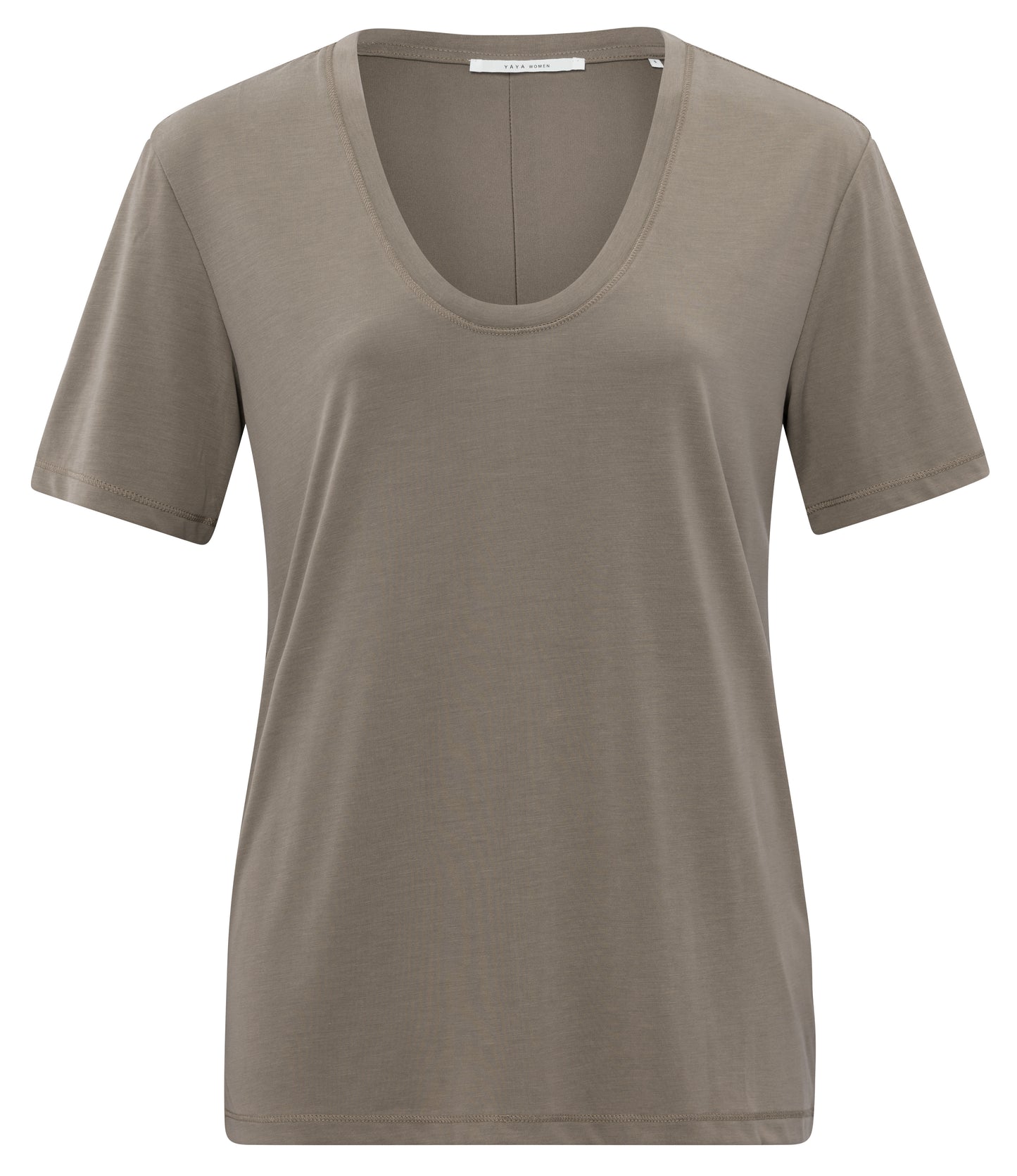 T-Shirt With Rounded V-Neck