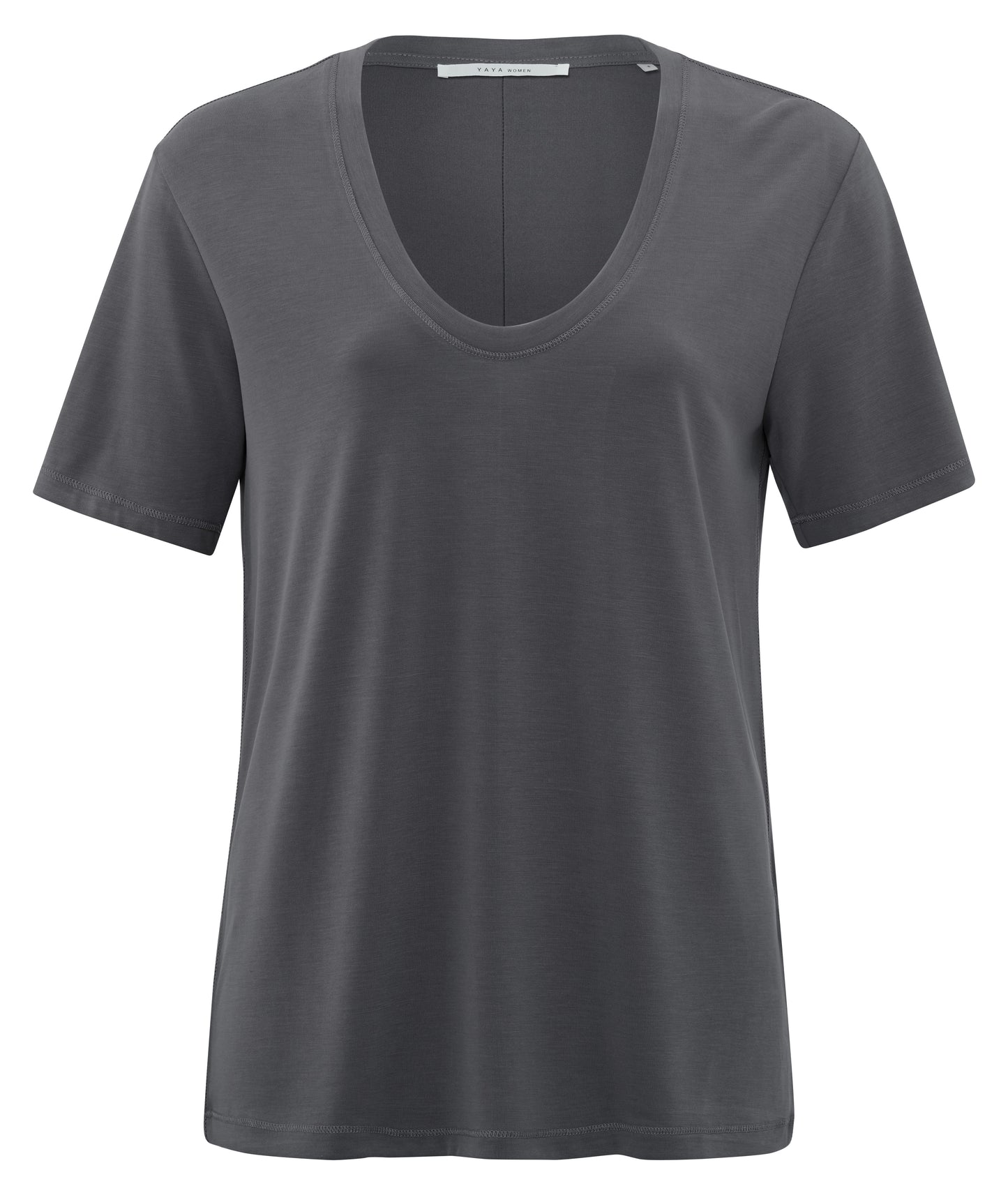 T-Shirt With Rounded V-Neck