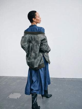 MMRuby Print Bomber Jacket in Olive Night