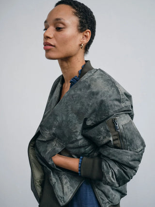MMRuby Print Bomber Jacket in Olive Night