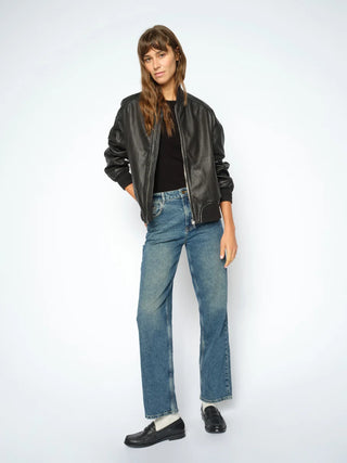 MMRuby Leather Bomber Jacket Black
