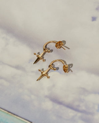 MINI CROSS HOOPS- GOLD