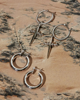 Cross Hoops - Silver