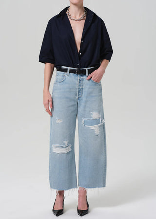 Ayla Raw Hem Crop in Vaquero