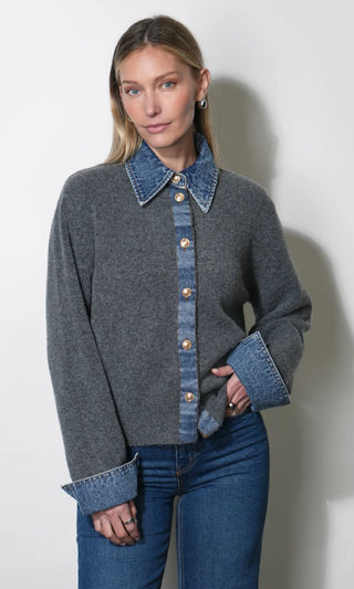 Romi Mixed Media Button Down Sweater