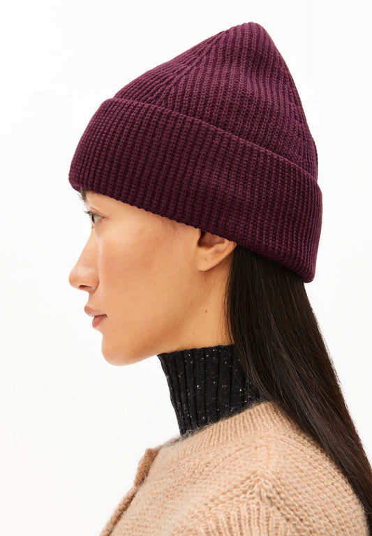 ICONIC A NILDAAO COTTON BEANIE-Dark Cranberry