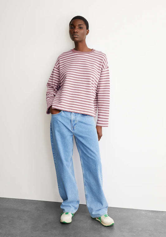 Frankaa Maarlen Stripe Sweater in Ice Grape/Dark Berry