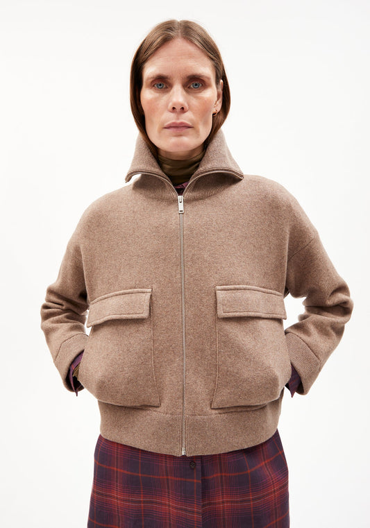 JOANIAAS CARDIGAN MADE OF ORGANIC WOOL MIX- Cinnamon Dust Melange