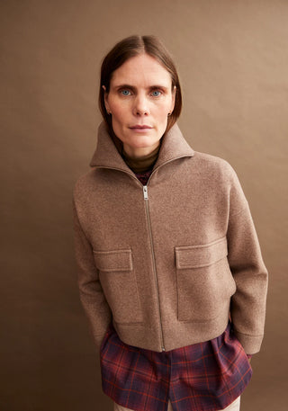 JOANIAAS CARDIGAN MADE OF ORGANIC WOOL MIX- Cinnamon Dust Melange