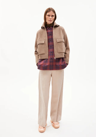 JOANIAAS CARDIGAN MADE OF ORGANIC WOOL MIX- Cinnamon Dust Melange