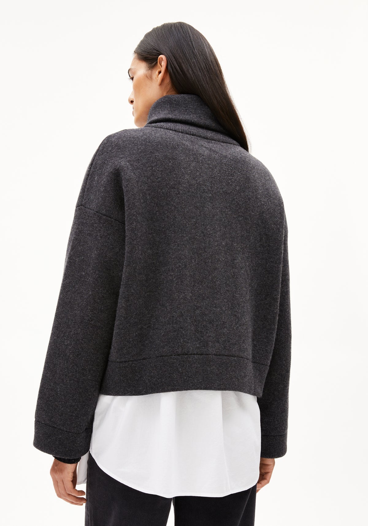 JOANIAAS CARDIGAN MADE OF ORGANIC WOOL MIX - Steel Melange