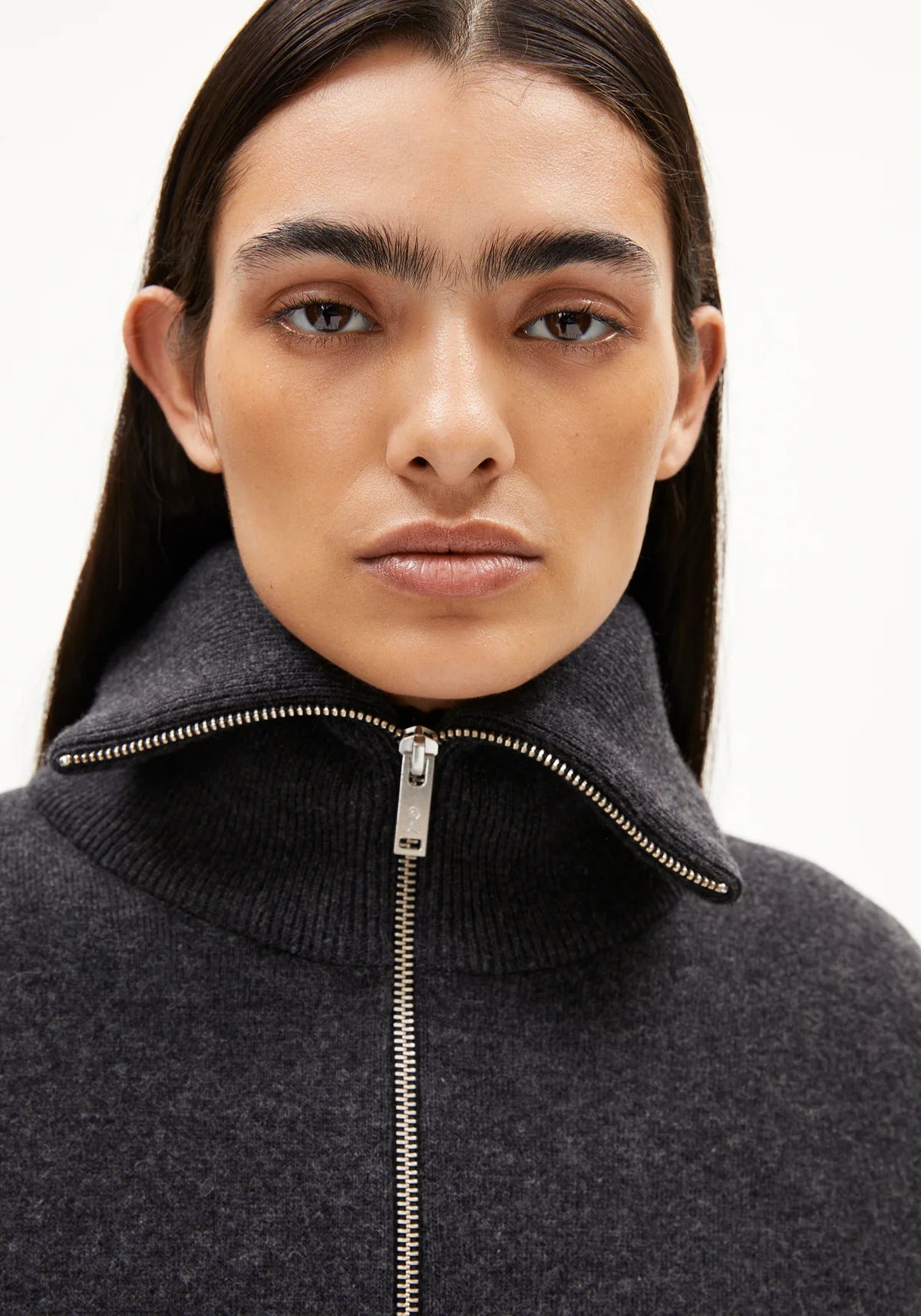 JOANIAAS CARDIGAN MADE OF ORGANIC WOOL MIX - Steel Melange