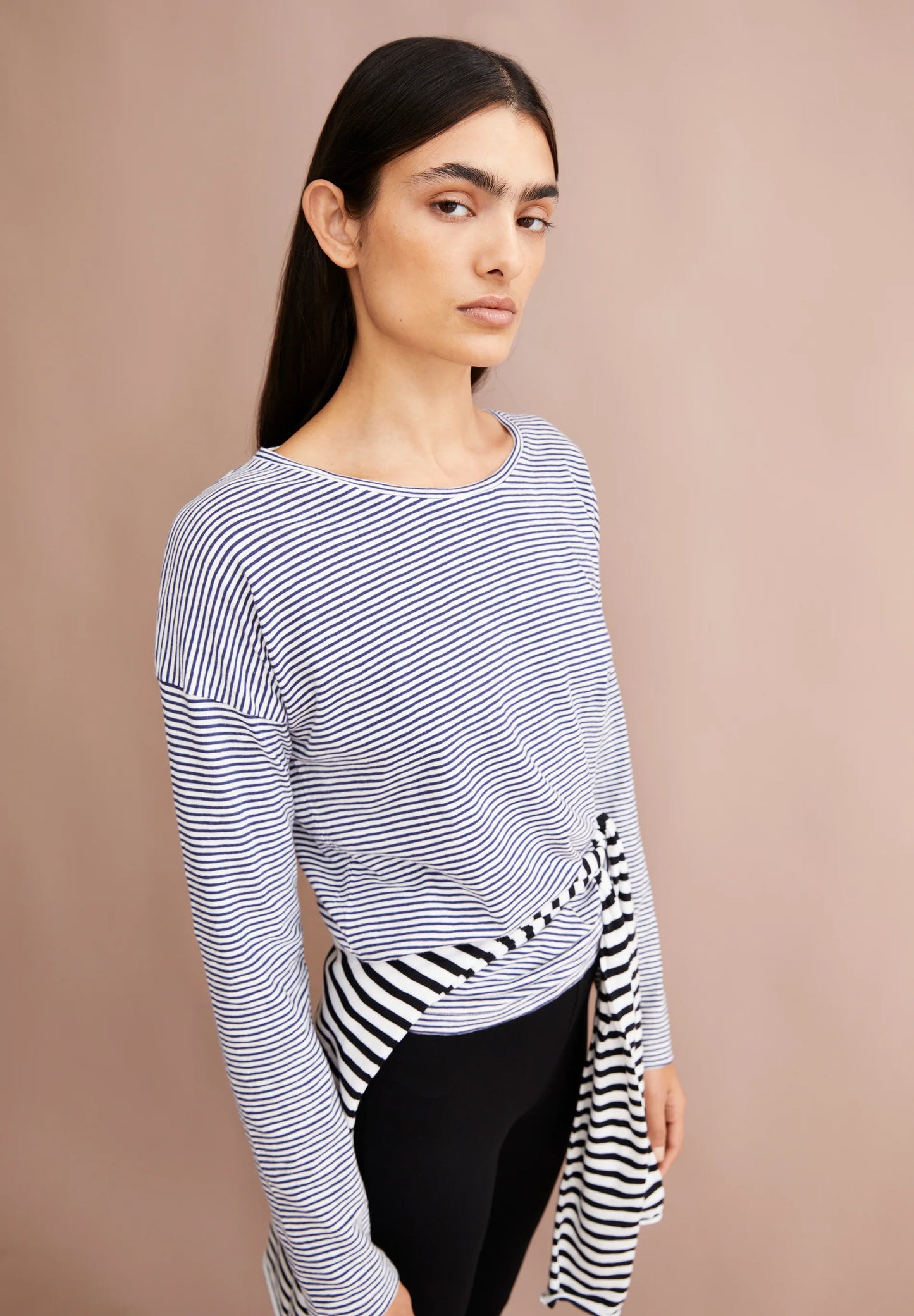 Xianaa Lovely Stripes Shirt in Oatmilk/Blue Noon