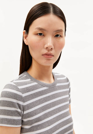 KARDAA STRIPES T-Shirt - Silver/White